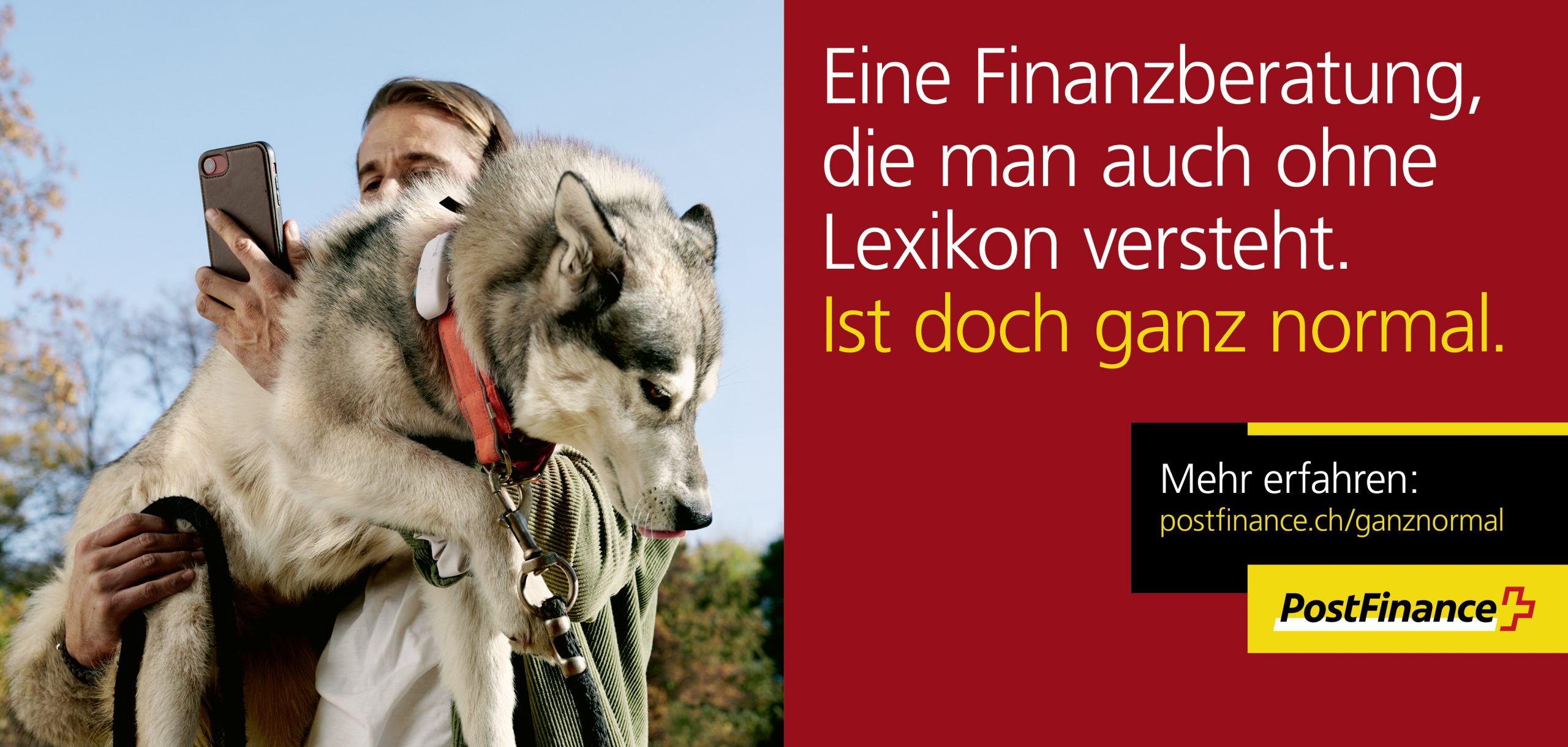 Sujet aus der Imagekampagne für PostFinance, Executive Creative Director Wolfgang Bark