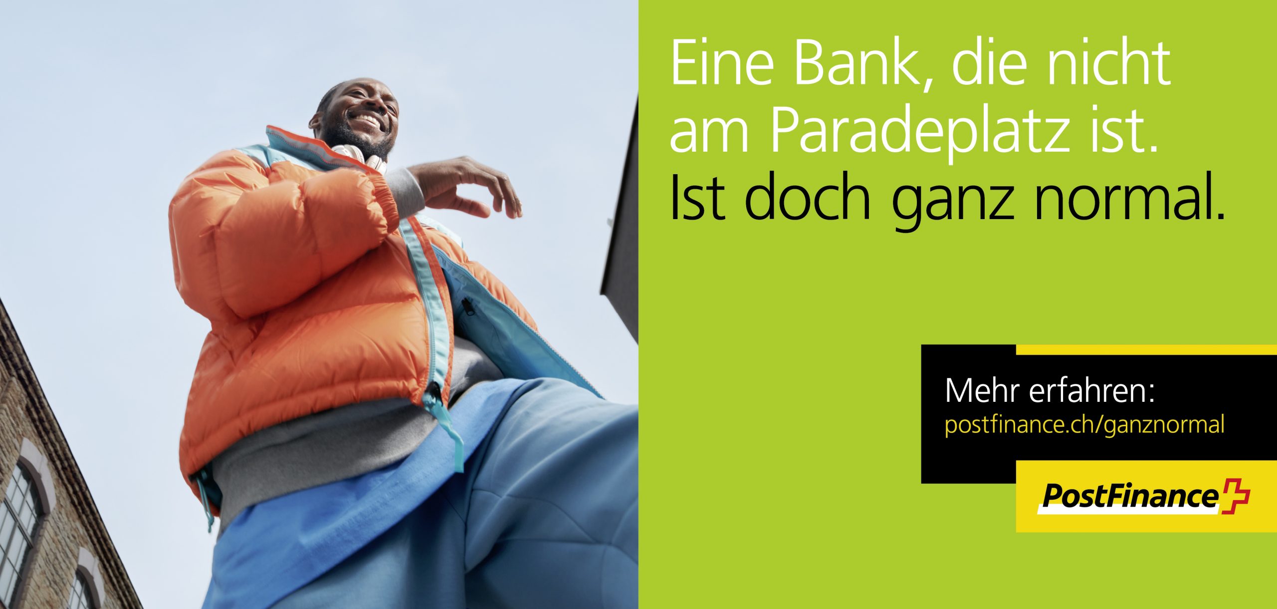 Sujet aus der Imagekampagne für PostFinance, Executive Creative Director Wolfgang Bark