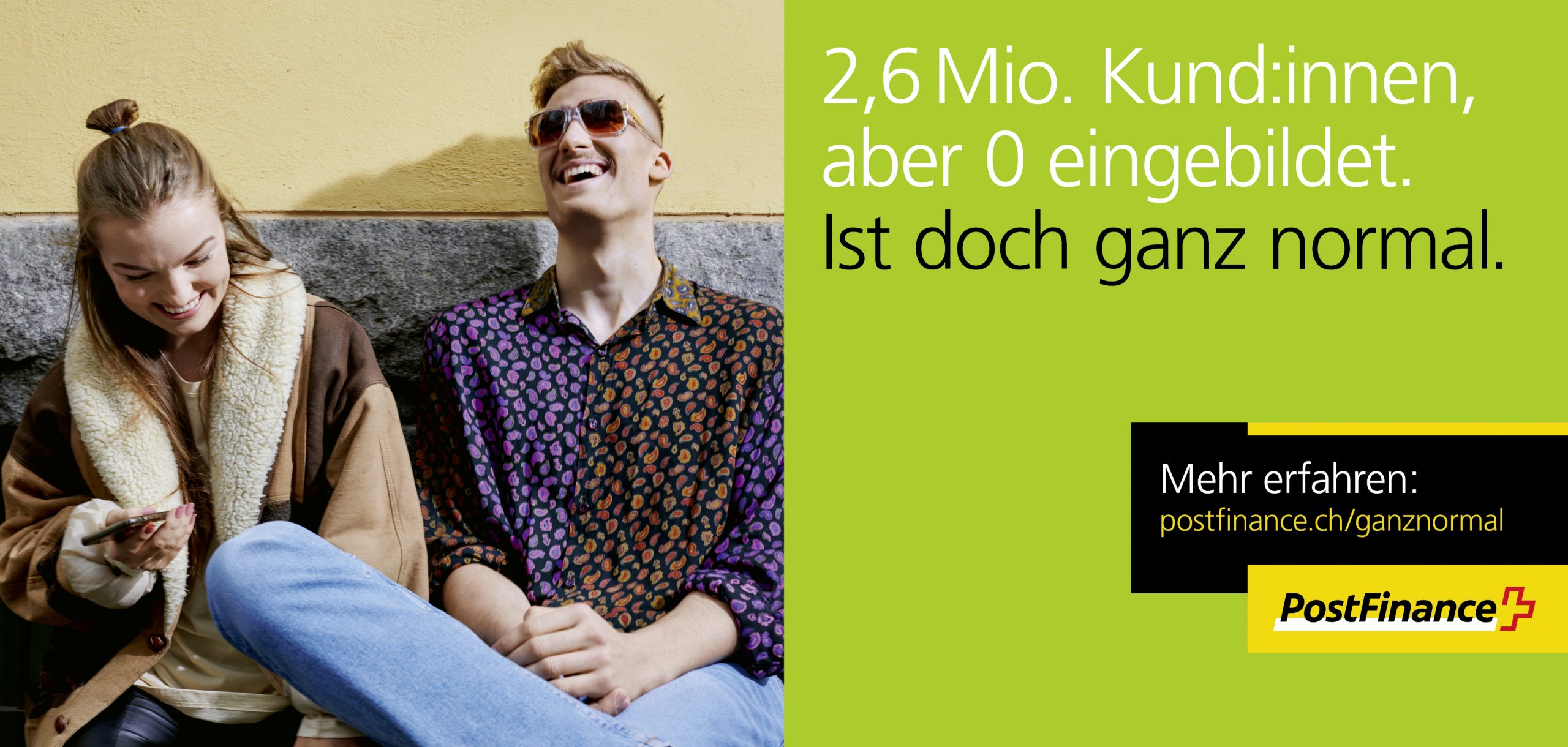 Sujet aus der Imagekampagne für PostFinance, Executive Creative Director Wolfgang Bark